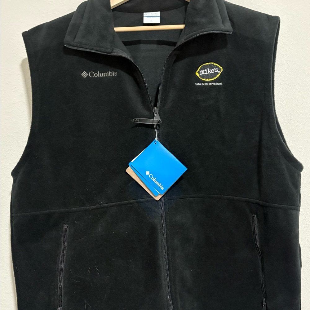 #057 NWT Mikes Hard Lemonade Columbia Full Zip Fleece Golf Vest Mens XL Black